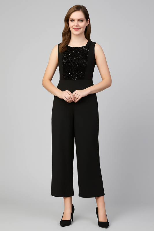 Glam Georgette Sleeveless Party Jumpsuit